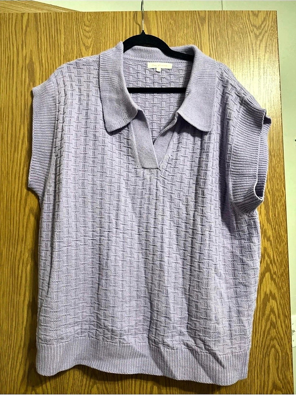 Ces Femme Textured Polo Sweater in Purple Size 1XL